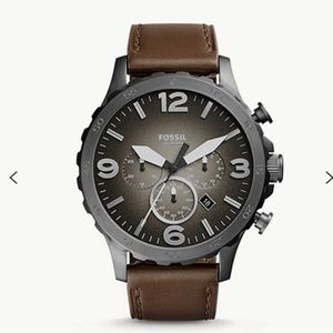 Nate Chronograph Brown Leather Watch